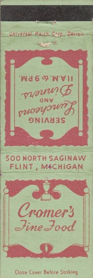 Cromers Restaurant - Matchbook (newer photo)